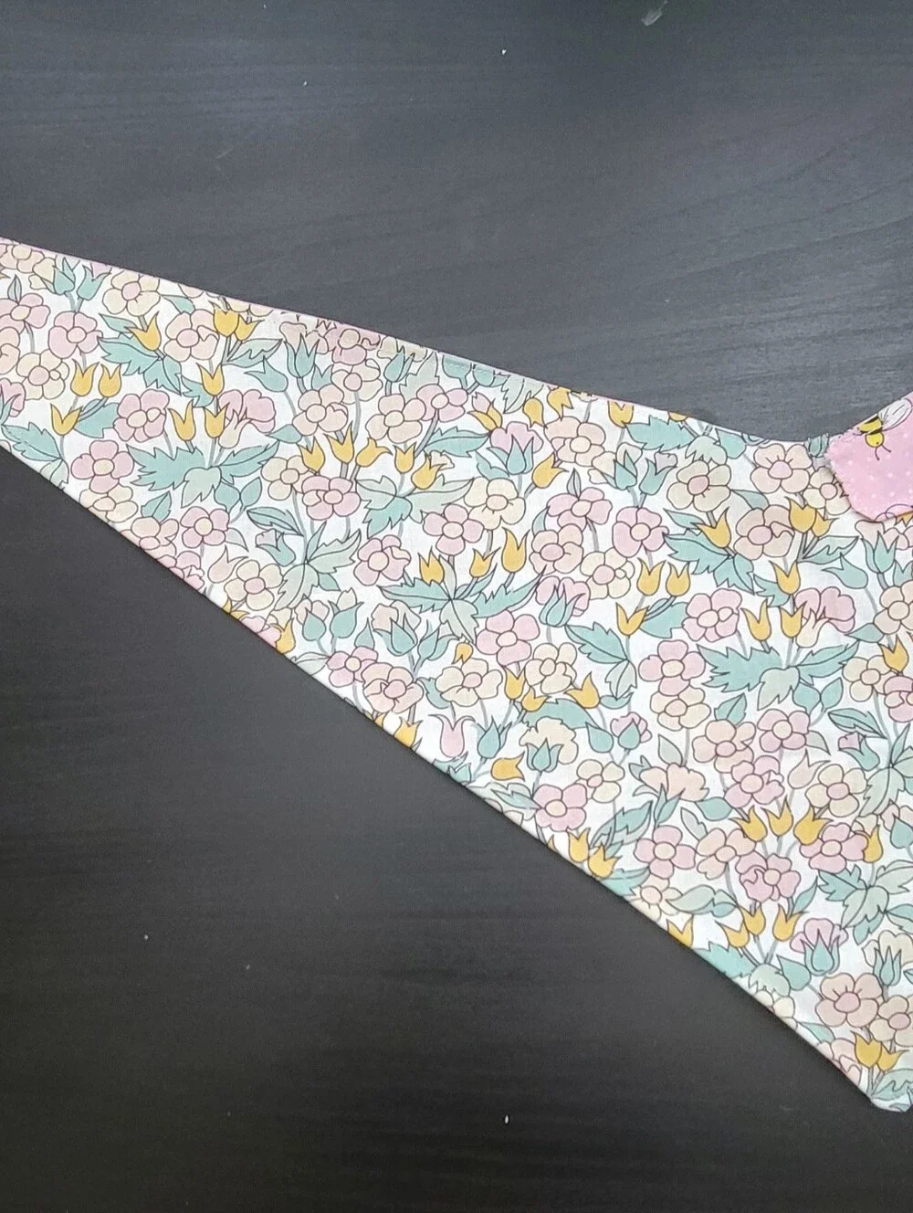 Handmade Reversible Pink Bee & Floral Dog Bandana